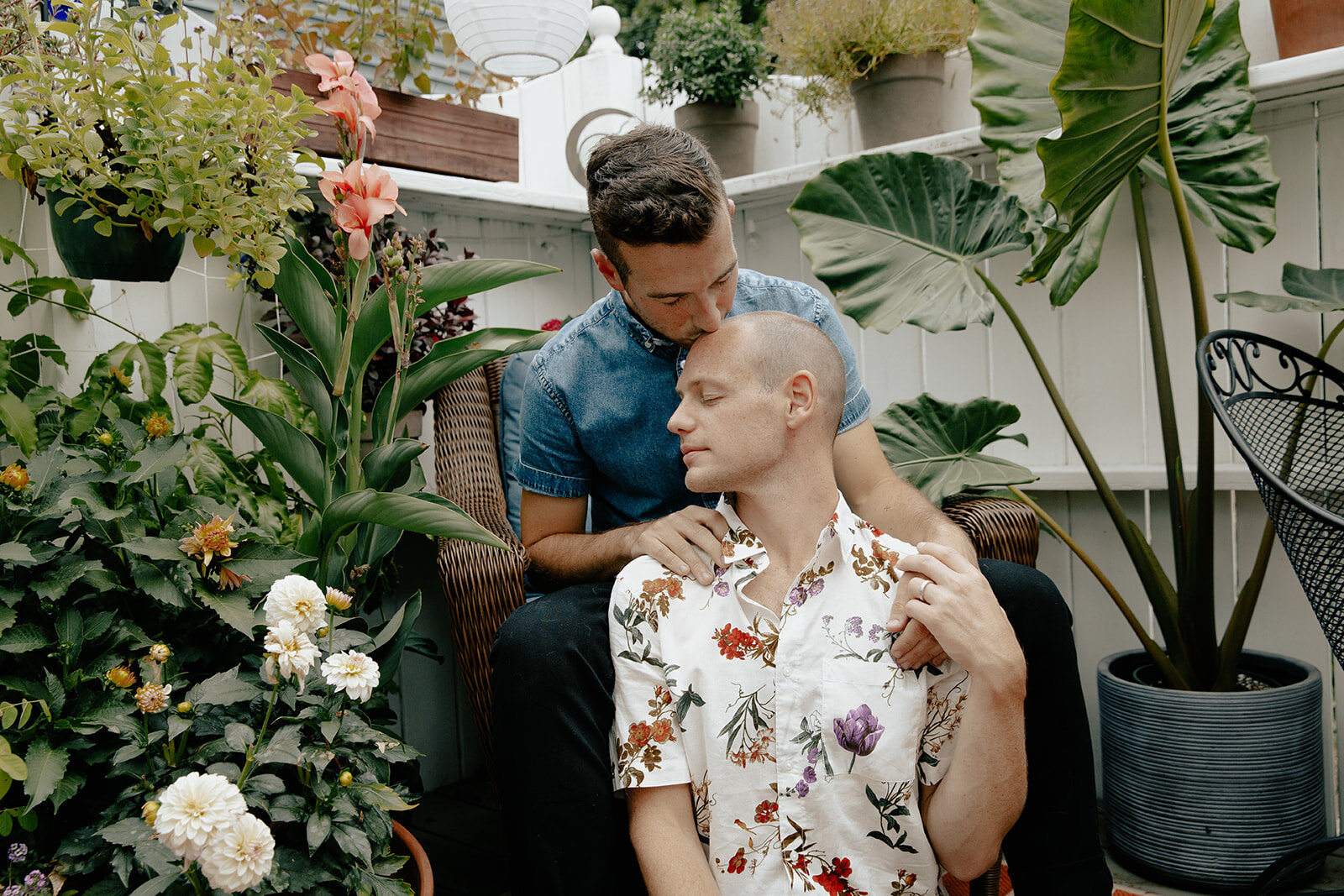Gay in home engagement session in Salem Massachusetts