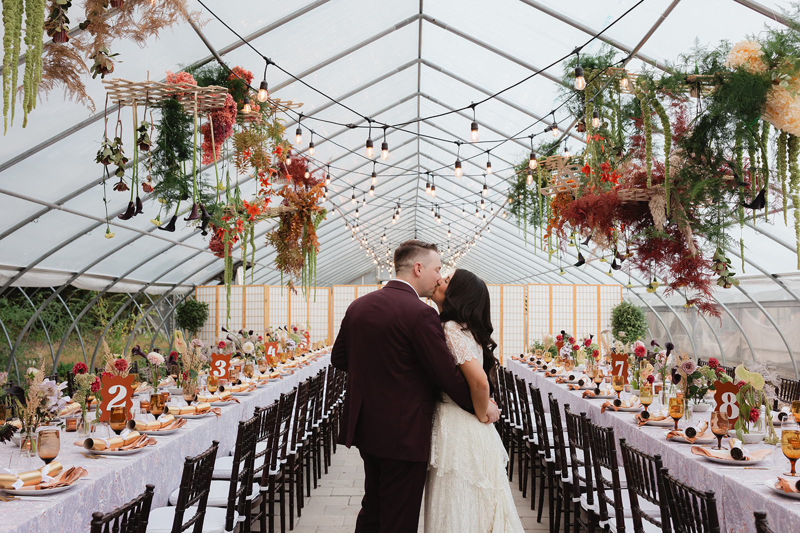 Colorful disco wedding at Herb Lyceum in Groton, Massachusetts