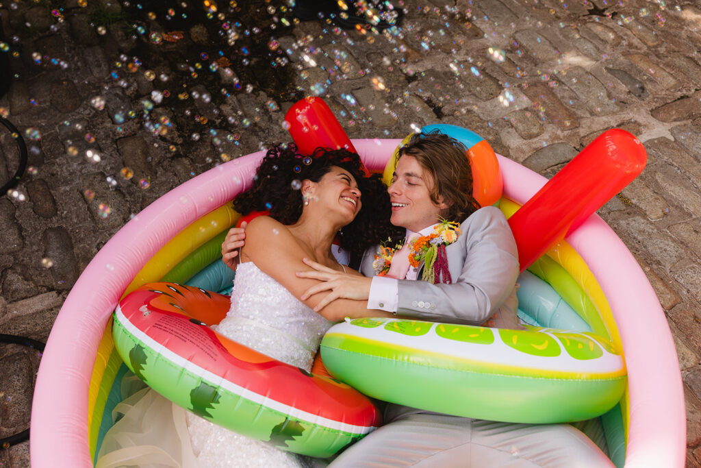 Samantha & Justin's colorful and quirky wedding at The Foundry in Long Island City by New York City wedding photographer